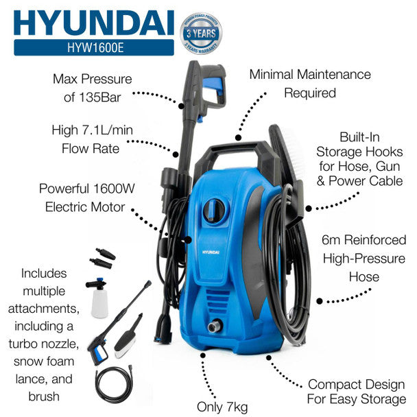 hyundai-135bar-1740psi-electric-pressure-washer-7.1lmin-1600w-powerful-motor-with-hose-and-attachments-or-hyw1600e__02569 - Surron Off Road USA