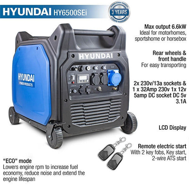 hyundai-6600w6.6kw-remote-electric-start-petrol-portable-inverter-generator-or-hy6500sei__85281 - Surron Off Road USA